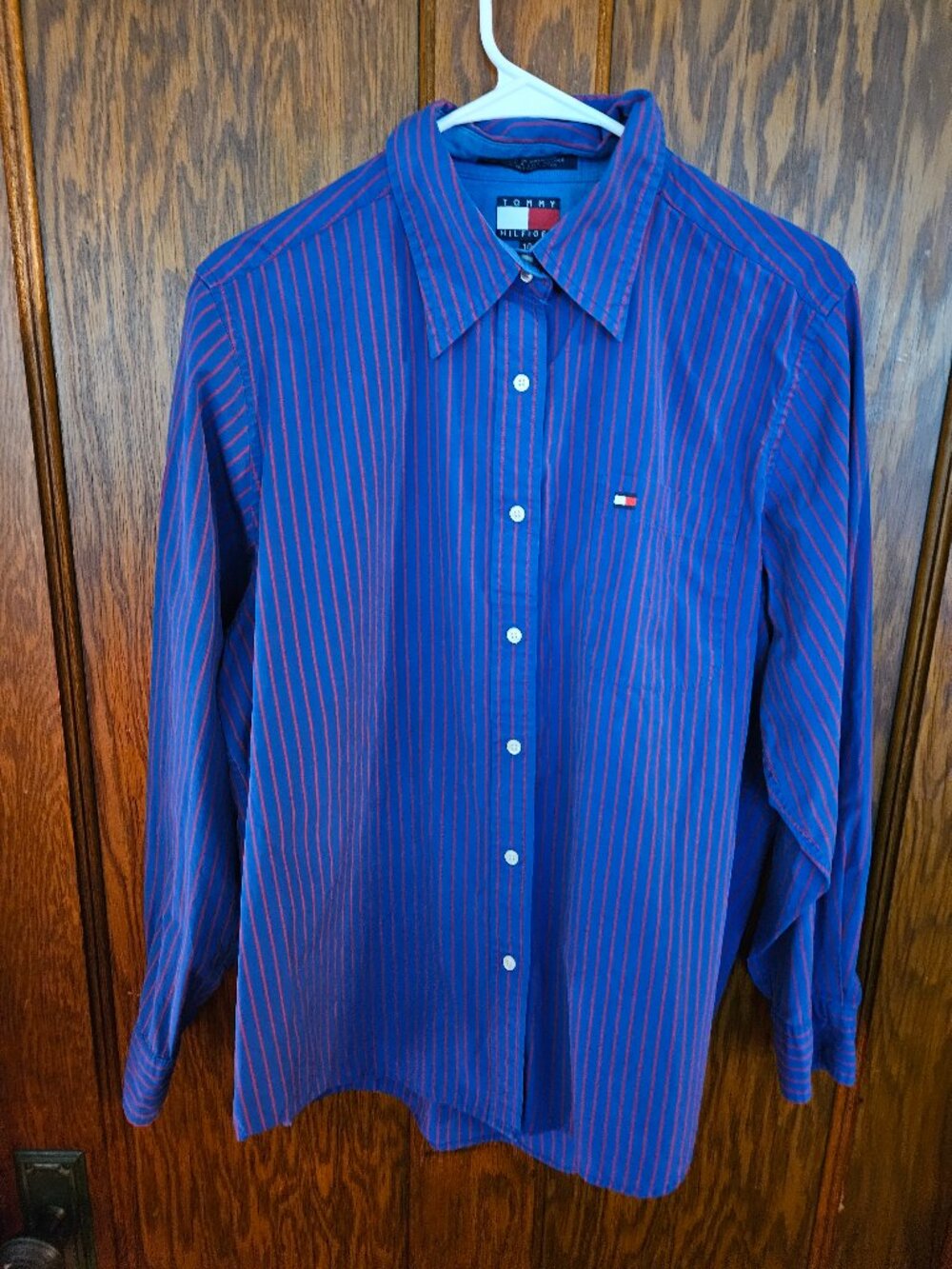 Women's Tommy Hilfiger Blue and red striped button Sz M